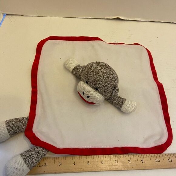 Baby starter Sock monkey blankie rattles 11x11 blanket bonus - Picture 1 of 3